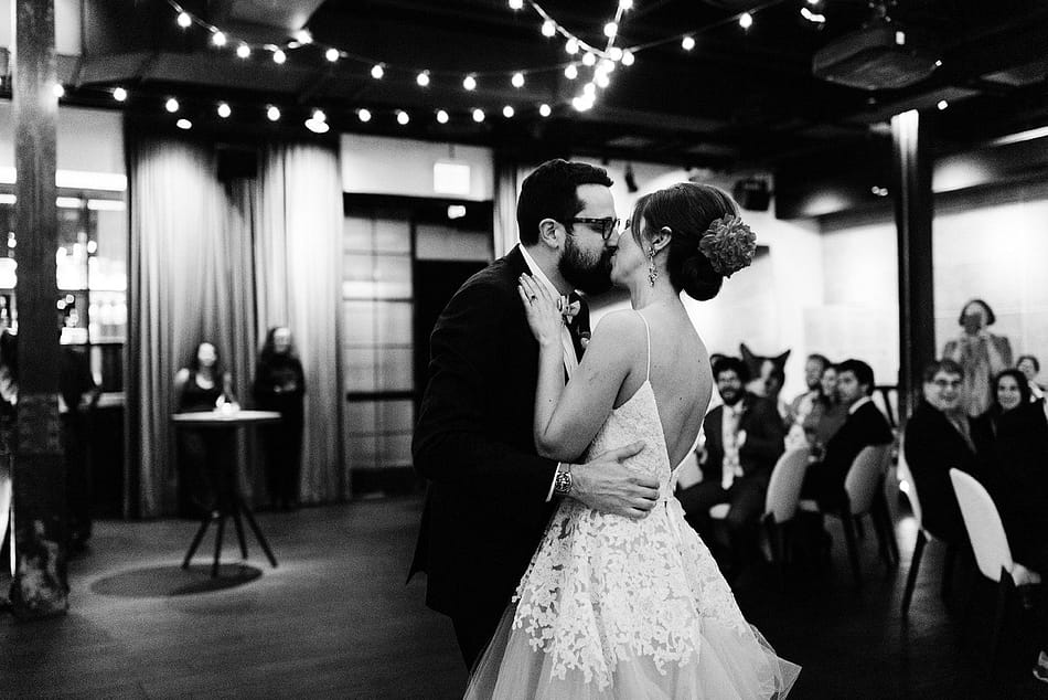 Wedding at The Dalcy with couple kissing