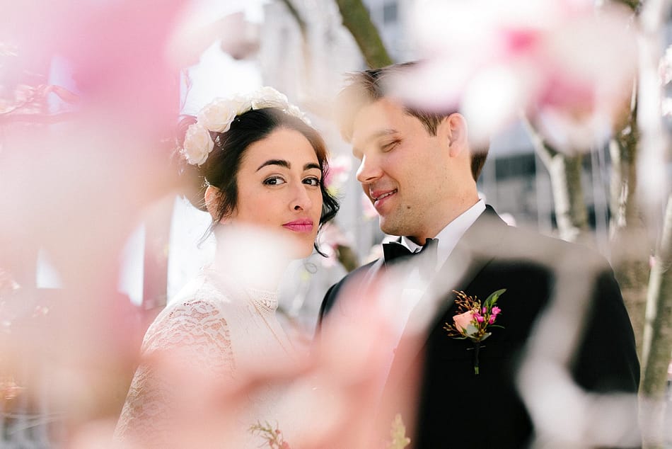 garden outside of a NYC City Hall wedding